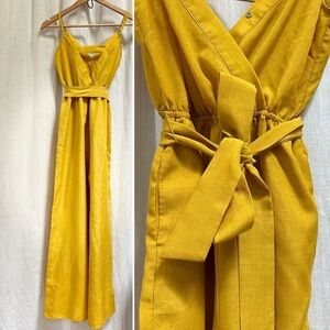 Flying Tomato yellow Wrap front wide leg jumpsuit size XS